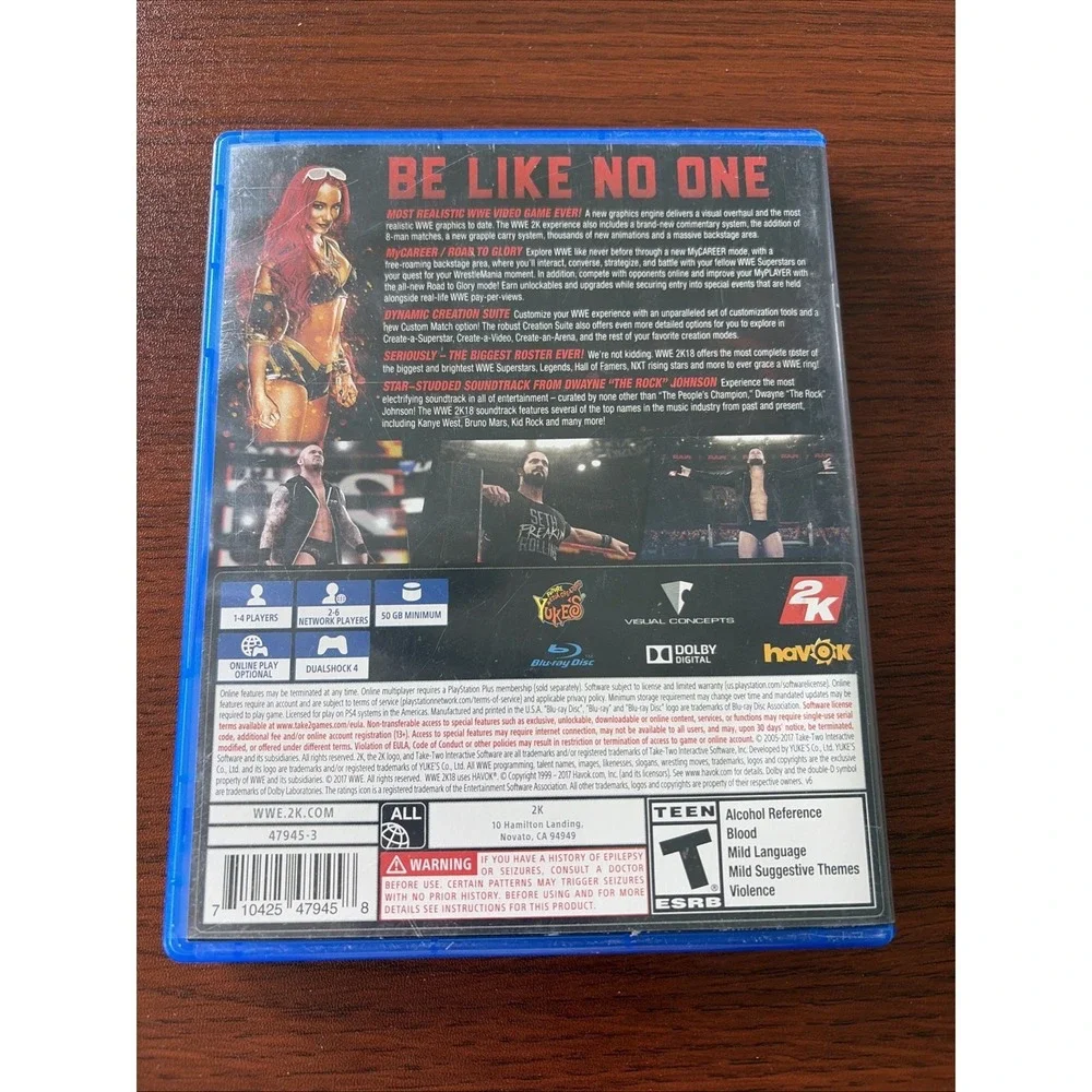 WWE 2K18 PlayStation 4 PS4 Complete CIB Video Game Wrestling
